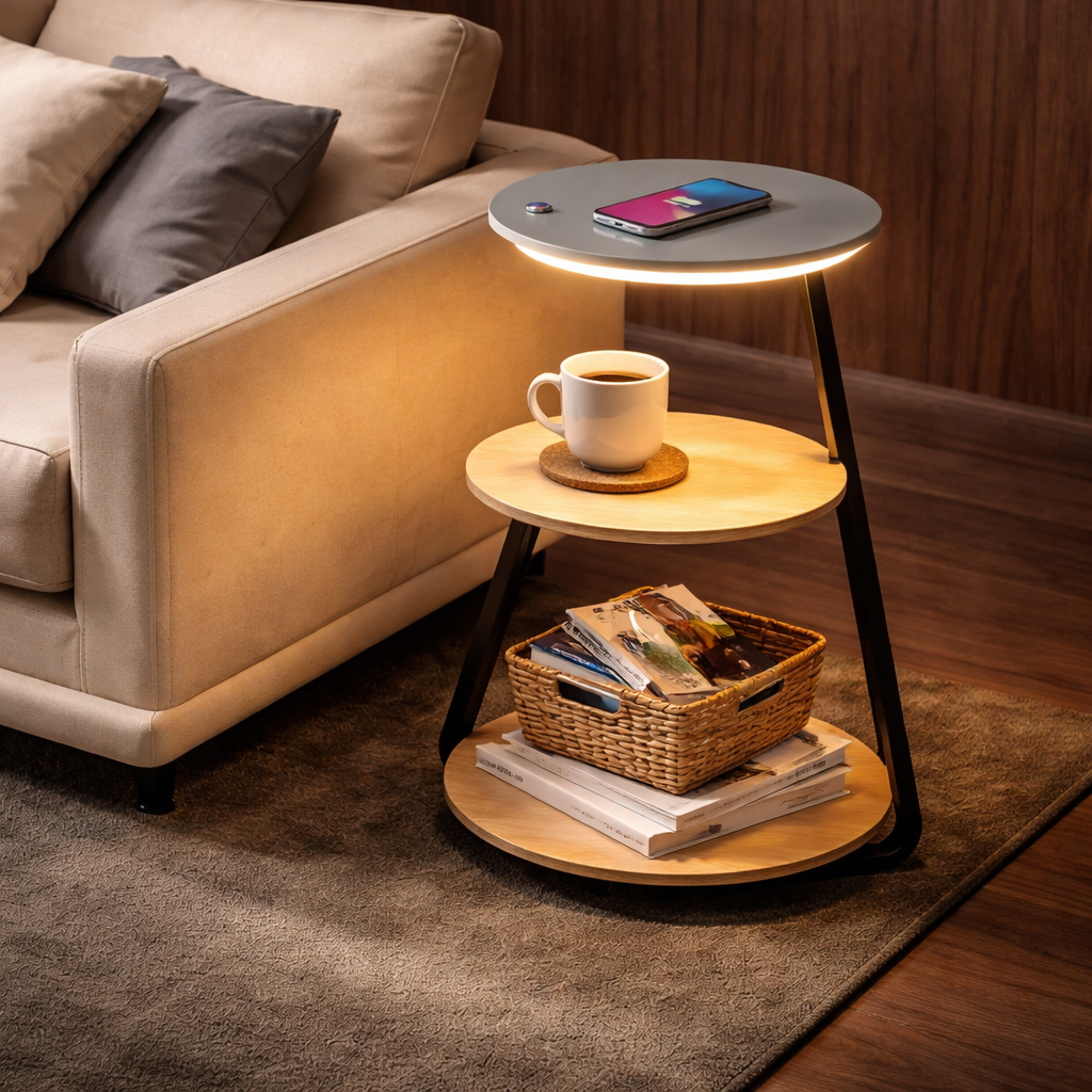Modern LED Floor Lamp with Shelf