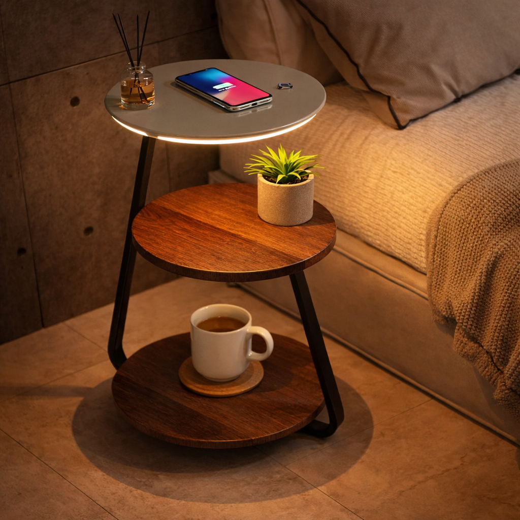 Modern LED Floor Lamp with Shelf