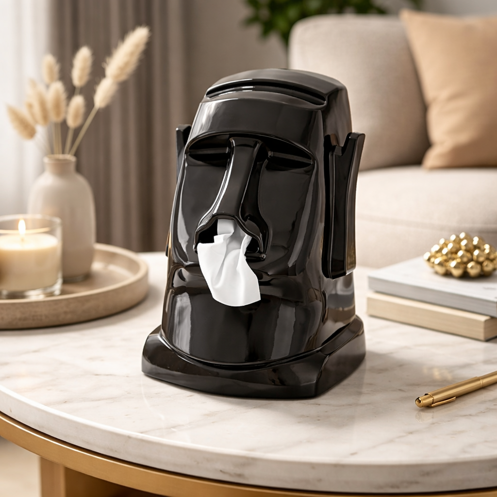 Modern Stone Figure Tissue Box – Creative Decorative Paper Towel Holder for Living Room & Bedroom