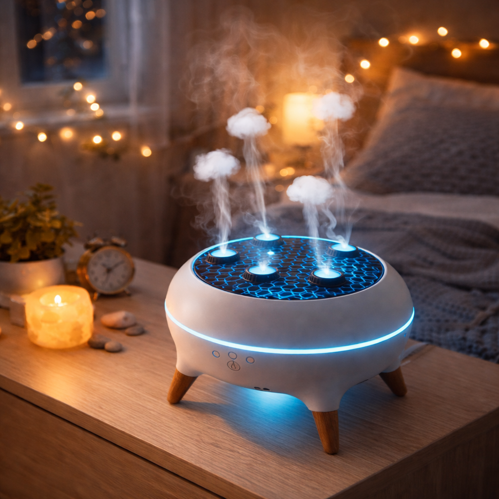 Dynamic Jellyfish Air Humidifier 250ml – Ultrasonic Essential Oil Diffuser with Remote Control, Rain Sound Effect & 7-Color Night Light