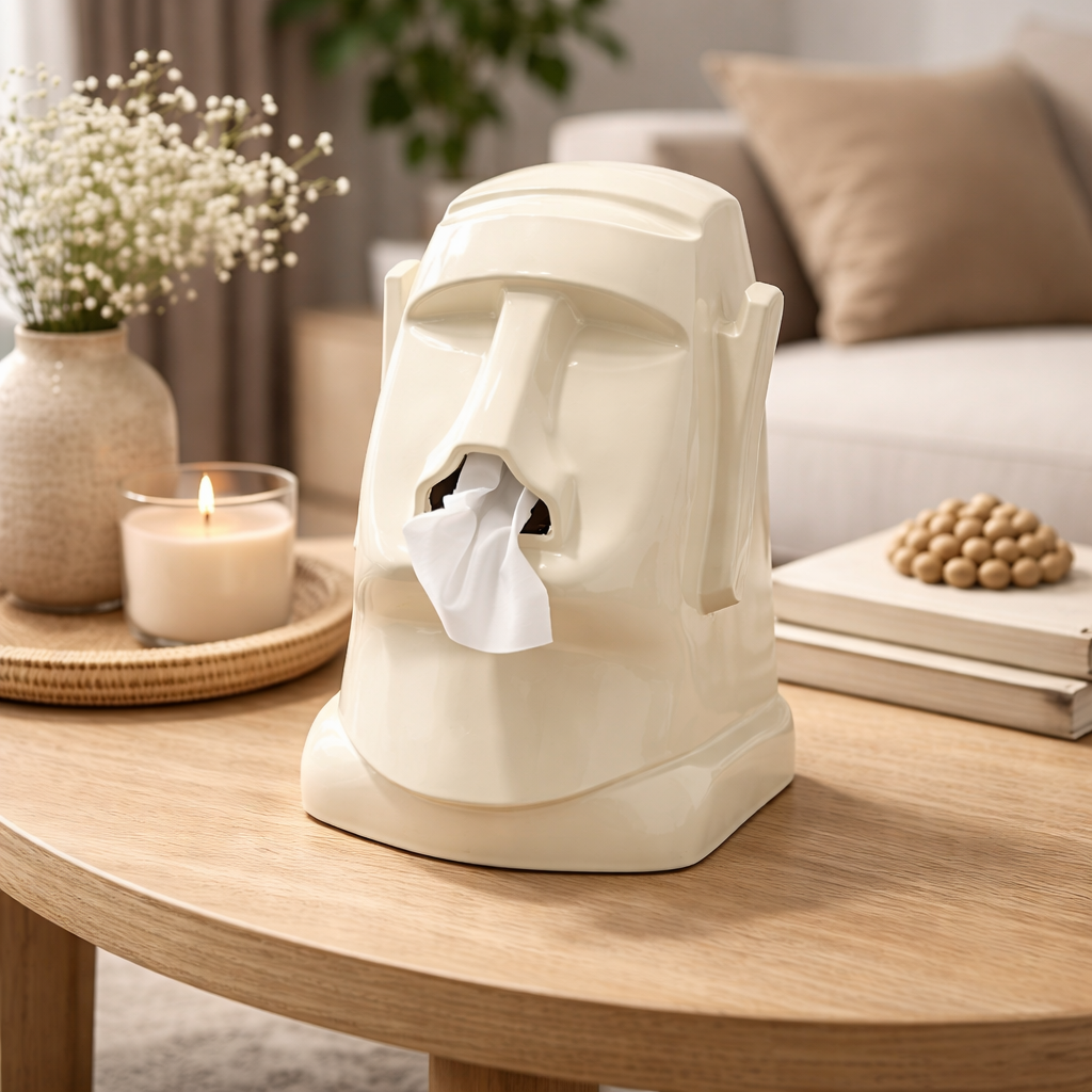 Modern Stone Figure Tissue Box – Creative Decorative Paper Towel Holder for Living Room & Bedroom