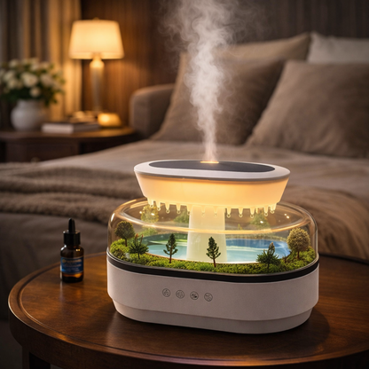 Raindrop Aroma Humidifier – Ultrasonic Air Humidifier with Colorful Light, White Noise & Essential Oil Diffuser