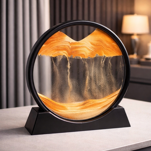 3D Moving Sand Art Picture – Round Glass Hourglass Deep Sea Sandscape Decor for Home & Office