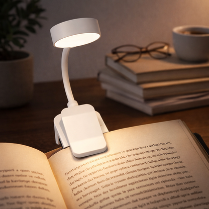 USB Rechargeable Clip Book Light – Foldable LED Reading & Night Lamp