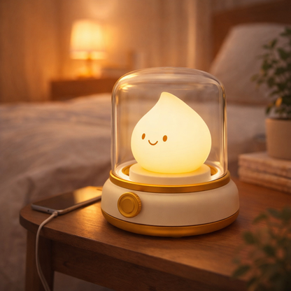 Cute Flame Lamp Candle Night Light – USB Rechargeable Kerosene-Style LED Desk Lamp