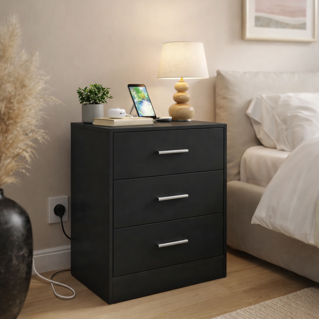 WOLTU Modern Nightstand with Charging Station