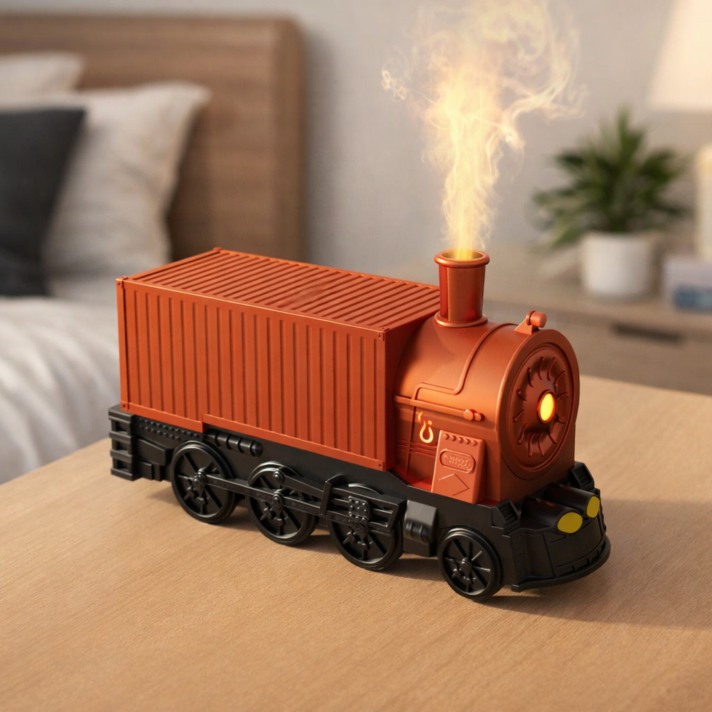 Steam Train Essential Oil Diffuser 300ml – Ultrasonic Train Humidifier with Light, Ultra Quiet Aroma Diffuser with Remote Control
