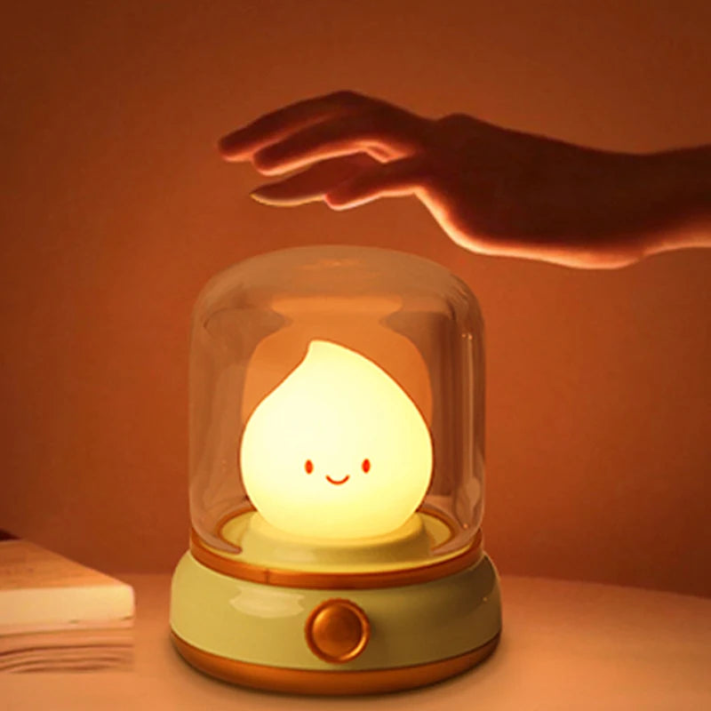 Cute Flame Lamp Candle Night Light – USB Rechargeable Kerosene-Style LED Desk Lamp