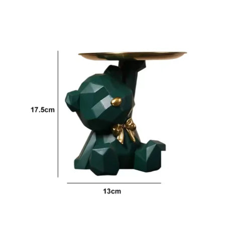 Kawaii Geometric Bear Tray with Butterfly – Decorative Storage Tray & Desktop Organizer for Home