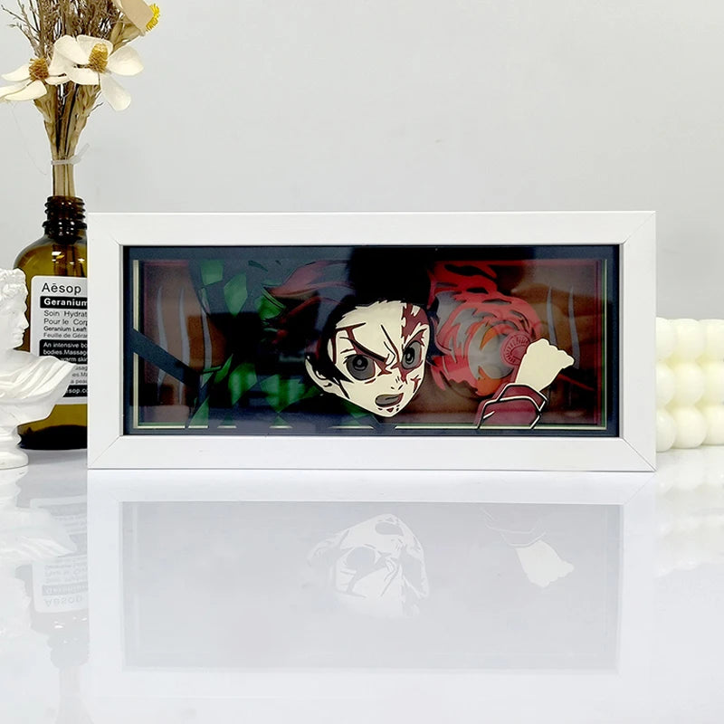 Anime Series 3D Paper Cut Shadow Box LED Night Light