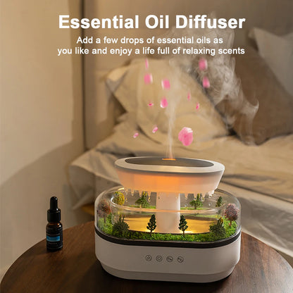 Raindrop Aroma Humidifier – Ultrasonic Air Humidifier with Colorful Light, White Noise & Essential Oil Diffuser