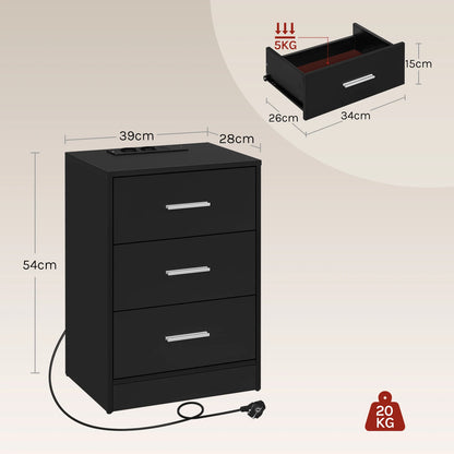 WOLTU Modern Nightstand with Charging Station