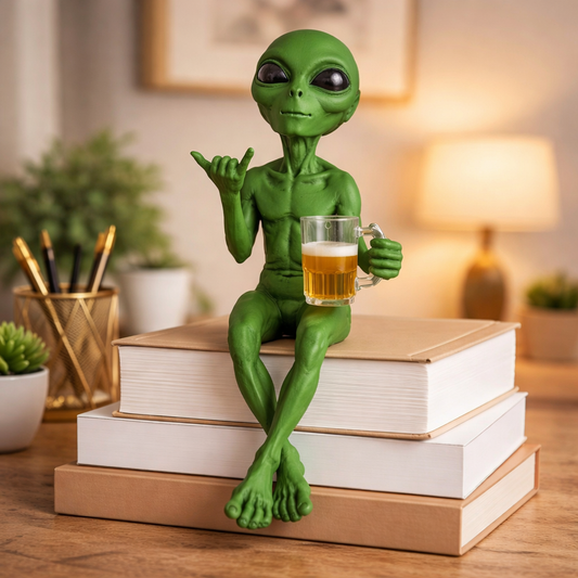 Funny Alien Beer Drinking Statue