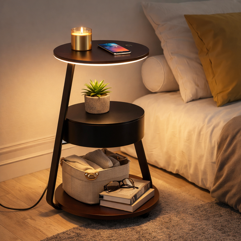 Modern LED Floor Lamp with Shelf