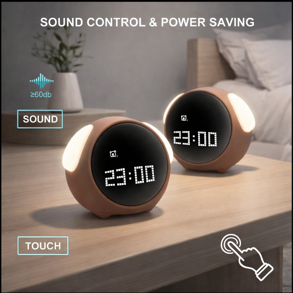 Digital Emotion Alarm Clock – LED Touch Night Light