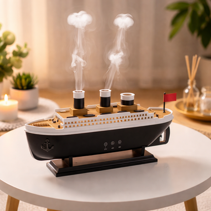 Titanic Ship Aroma Humidifier 250ml – Ultrasonic Essential Oil Diffuser with Remote Control, Jellyfish Smoke Ring & Night Light